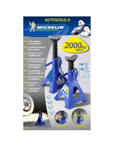 MICHELIN coppia cavalletti martinetti per sollevamento auto - fino a 2000 Kg