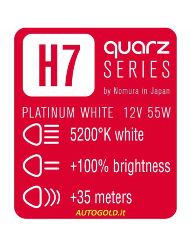 NOMURA H7 5200K Quarz Platinum - lampada alogena alta qualità luce bianca 5200°K