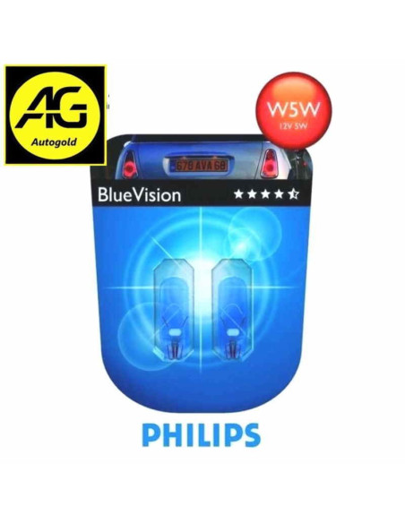 W5W PHILIPS BLUEVISION 3400K coppia lampade posizione T10 PROMOZIONE