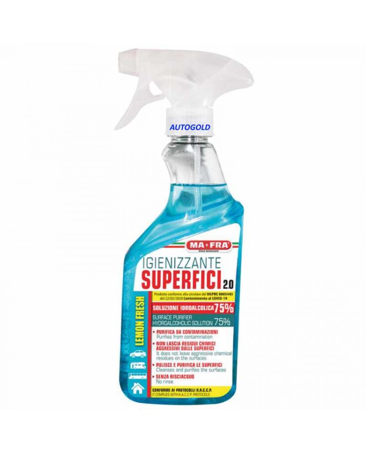 MA-FRA igienizzante 2.0 Superfici professionale spray 2.0 per auto camper  casa