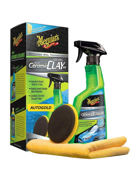 MEGUIARS Hybrid Ceramic Synthetic clay kit - kit decontaminante carrozzeria (3 prodotti) vernice G200200EU