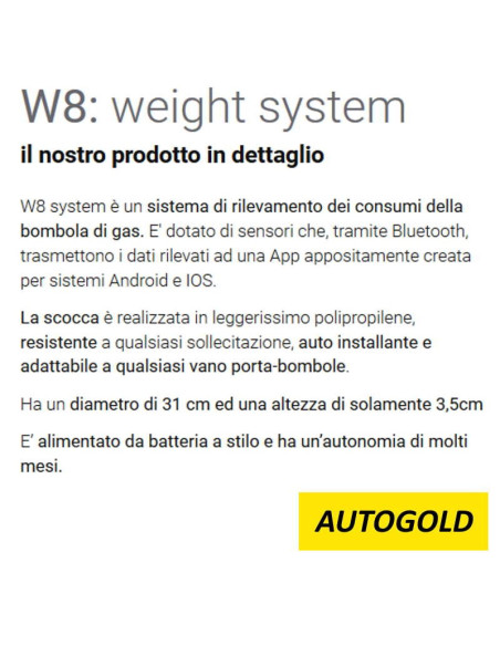 BRUNNER W8 Gascontrol - sistema Bluetooth misurazione livello Gas Gpl bombola camper