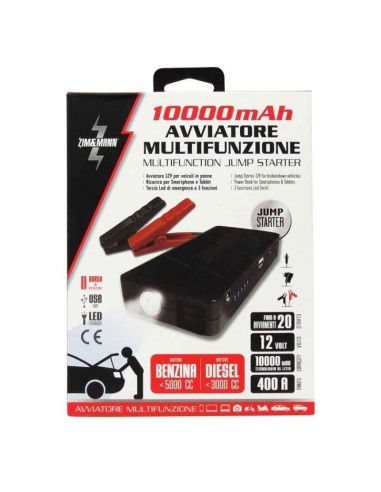 AVVIATORE starter di emergenza al litio 10000 mAh - multifunzione