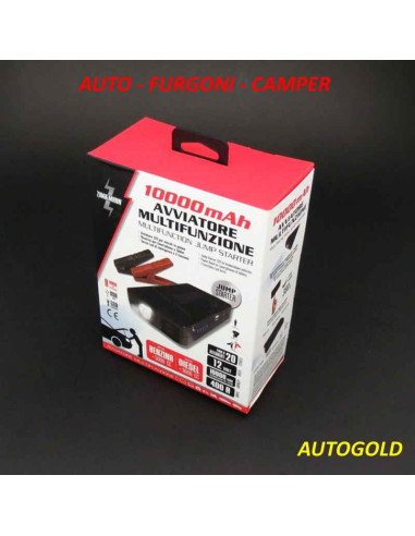 AVVIATORE starter di emergenza al litio 10000 mAh - multifunzione