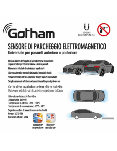 KIT Sensori Parcheggio elettromagnetici senza fori sul paraurti