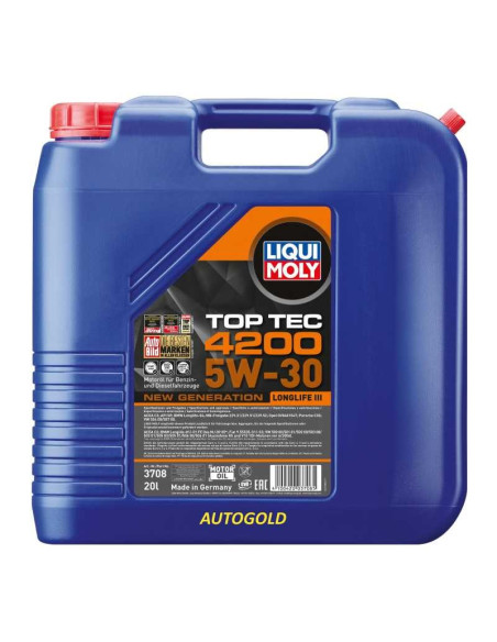 LIQUI MOLY 5W-30 Top Tec 4200 (20 Lt) - Olio motore 5W30 longlife III