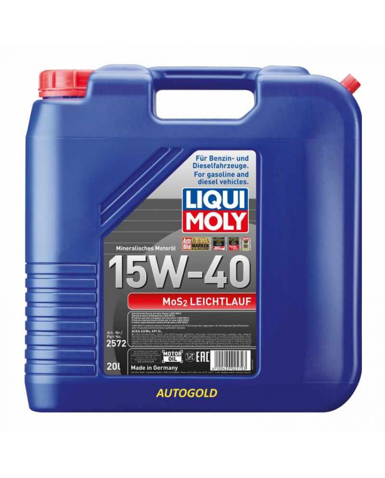 LIQUI MOLY 15W-40 (20 Lt) Leichtlauf Olio motore minerale al MoS2 15W40