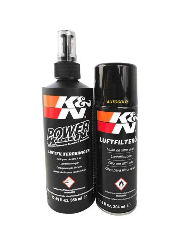 K&N kit pulizia manutenzione + olio spray lubrificante (per filtri aria sportivi in cotone) KN