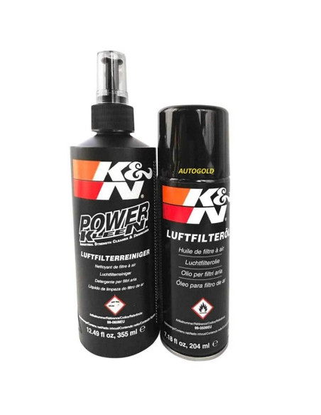 K&N kit pulizia manutenzione + olio spray lubrificante (per filtri aria sportivi in cotone) KN