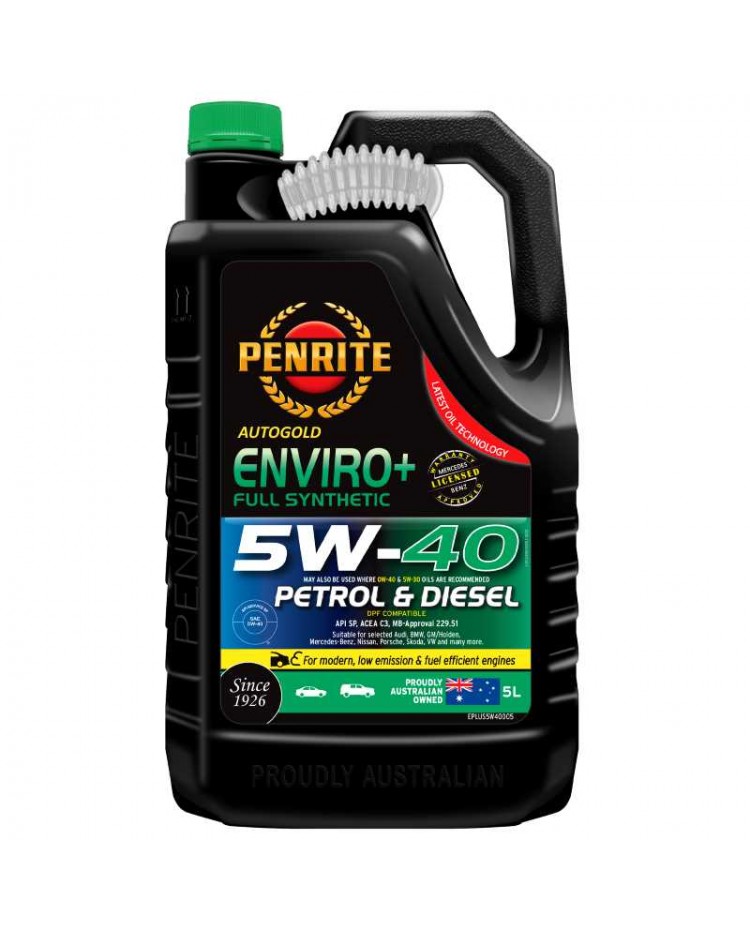 PENRITE 5W-40 Enviro+ Olio motore API SP Audi Vw Bmw GM Mercedes 5W40 (5 Lt)