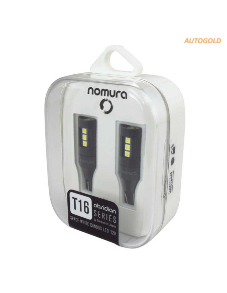 NOMURA LED T16 W16W - 2 lampadine Canbus Obsidian 6500K