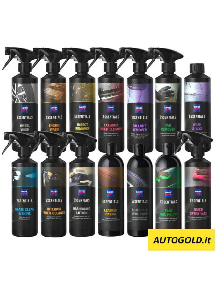 CARTEC Essentials Kit interni esterni (17 prodotti) - pulizia e protezione abitacolo e carrozzeria