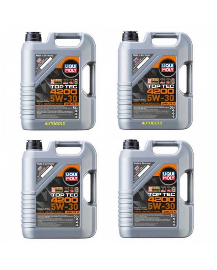 LIQUI MOLY 5W-30 Top Tec 4200 New Generation (4 x 5 Lt) - Olio motore 5W30  longlife III