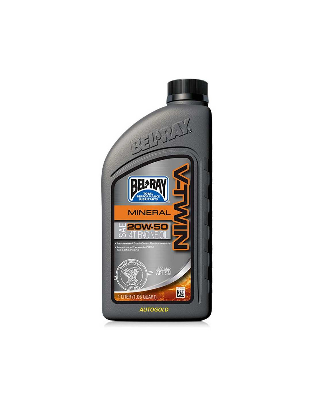 thumbnail image 2 of Bel-Ray V-Twin Motor Oil 20W-50 - 4 Liter - Powersports Engine Oil 2 of 6