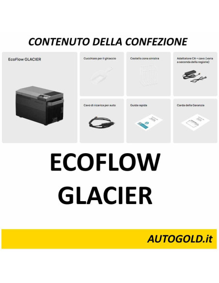ECOFLOW Glacier - Frigo congelatore a compressore con fabbrica ghiaccio - portatile auto camper roulotte