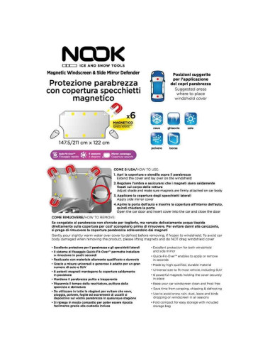 NOOK copertura magnetica grande - protezione Antigelo antineve antisole per Parabrezza (211x122cm)