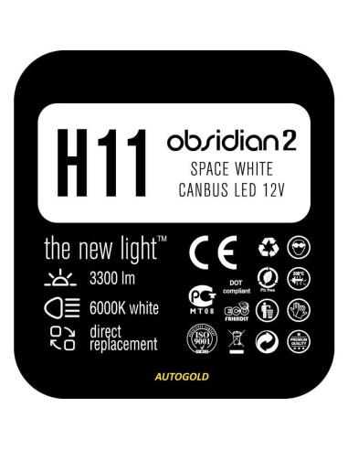 NOMURA H11 LED 6000K Obsidian 2 Space White CanBus - lampada alta luminosità