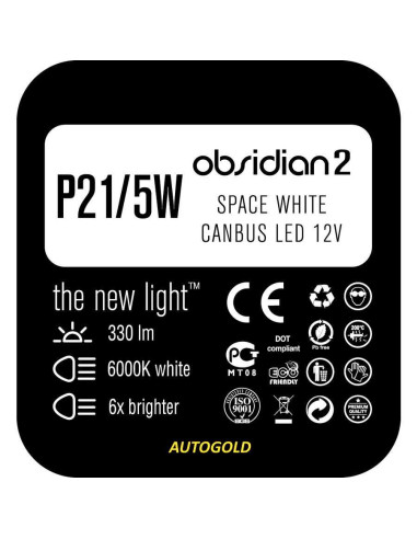 NOMURA P21/5W BAY15D LED Obsidian 6000K  - coppia lampadine Canbus fanale posteriore