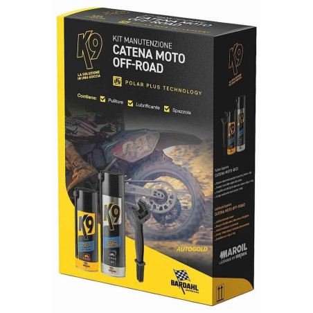 BARDAHL K9 kit manutenzione catena moto offroad - pulitore, lubrificante, spazzola
