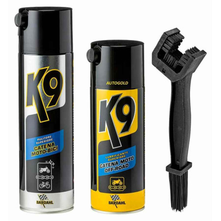 BARDAHL K9 kit manutenzione catena moto offroad - pulitore, lubrificante, spazzola