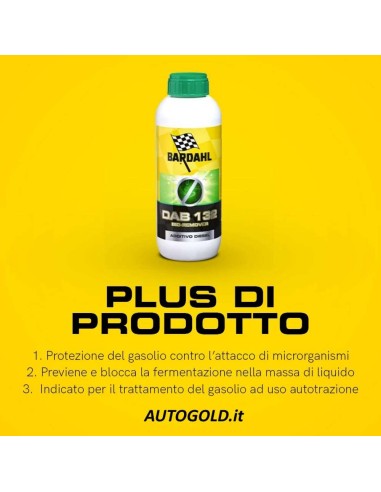 BARDAHL DAB 132 Bio-Remover - additivo diesel biocida decontaminante gasolio