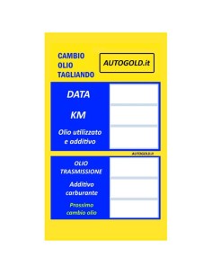 ETICHETTA ADESIVA cambio olio tagliando