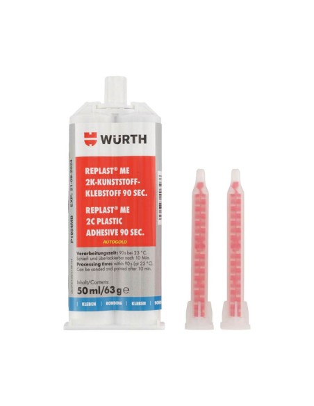 WURTH Replast Me 2C 90S - adesivo bicomponente stucco ripara plastica interna ed esterna - paraurti cruscotti fascioni